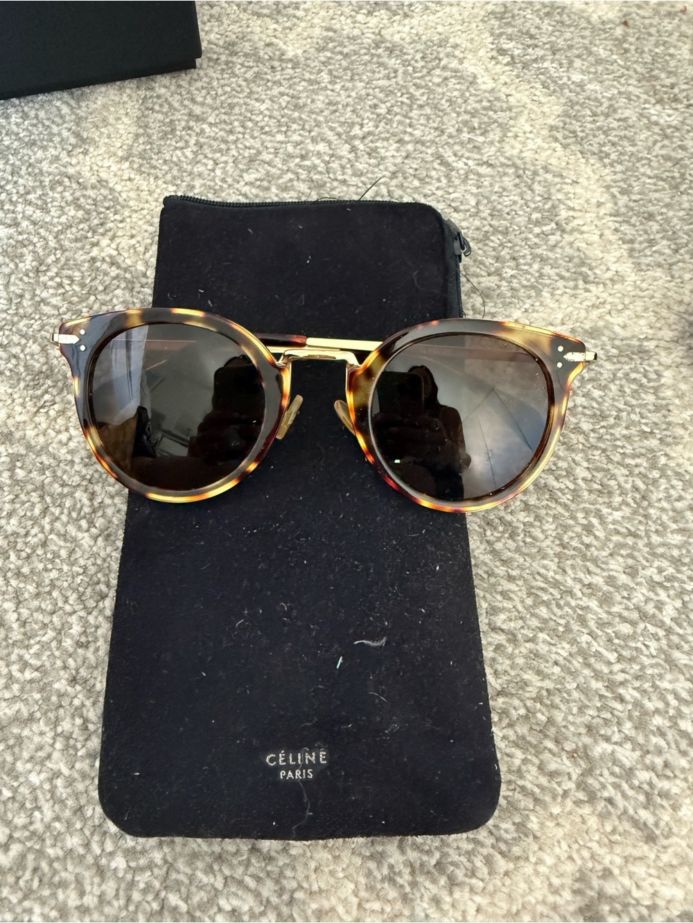 Celine Tortoiseshell Round Sunglasses - Brown Lenses